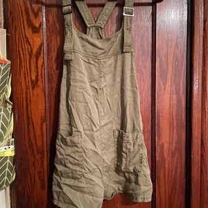 Army Green Overall Shorts